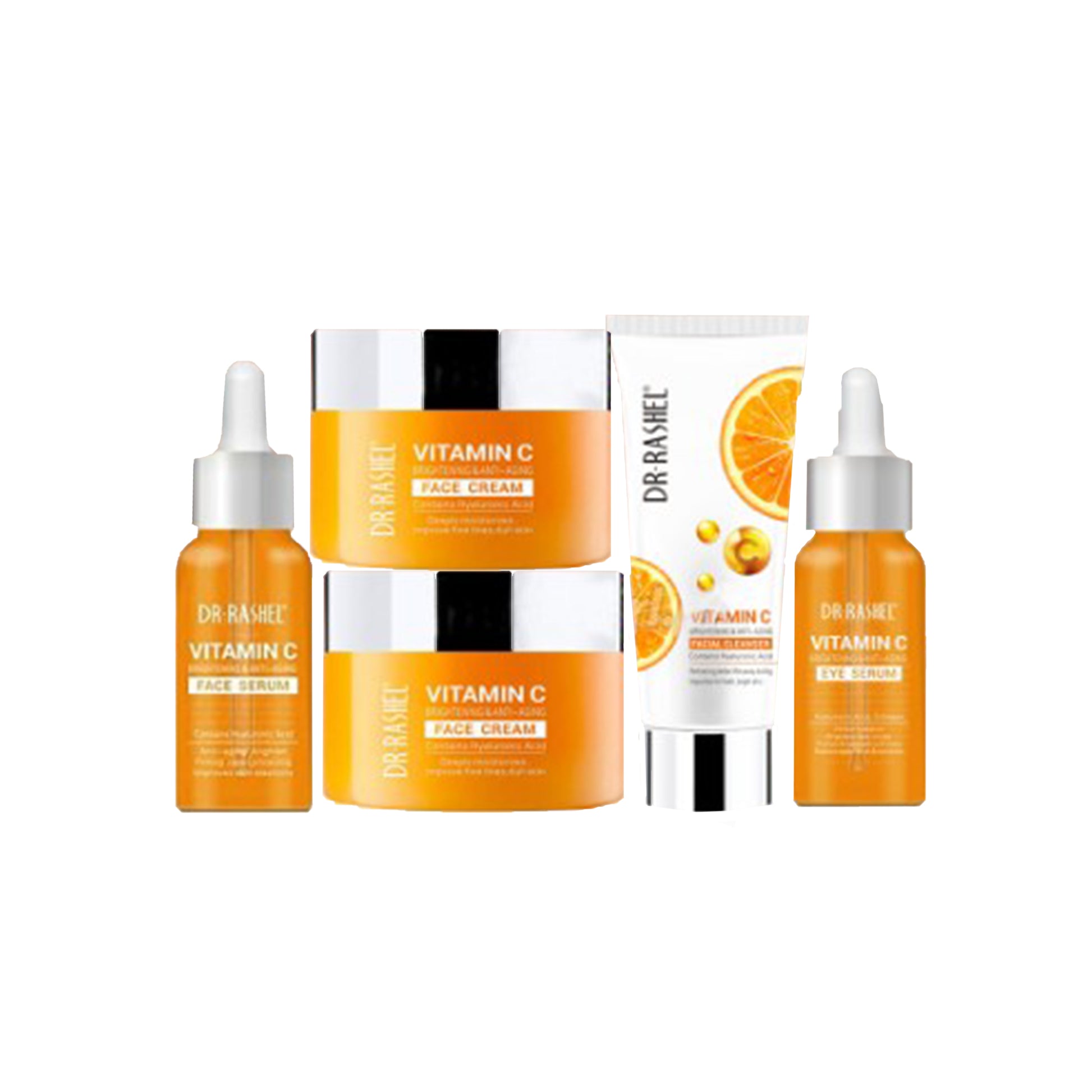 Vitamin C Skincare Set – 5-in-1 Brightening & Anti-Aging Face Serum, Day Cream, Night Cream, Cleanser, Toner