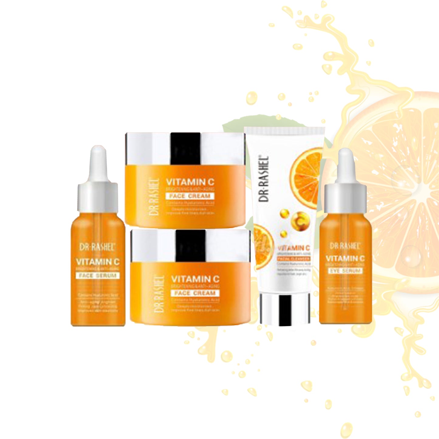 Vitamin C Skincare Set – 5-in-1 Brightening & Anti-Aging Face Serum, Day Cream, Night Cream, Cleanser, Toner