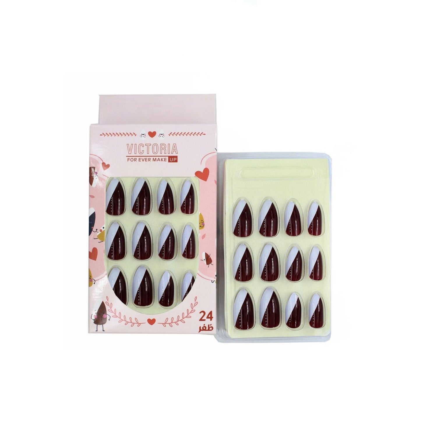 24pcs Red French Fake Nails Nude Press On Nails Long Almond False Nails Classic Acrylic Nails For Women And Girls, 1pc Nail File And 1sheet Jelly Tabs