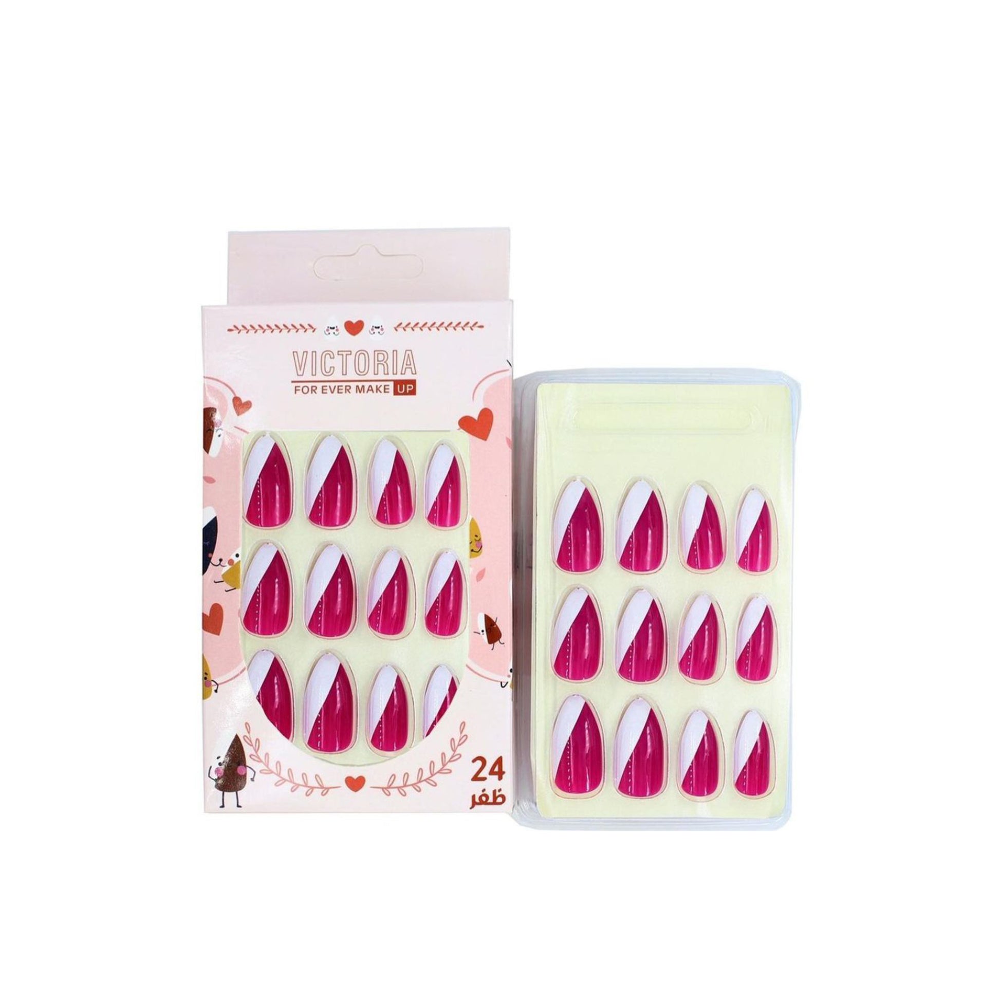 24pcs Red French Fake Nails Nude Press On Nails Long Almond False Nails Classic Acrylic Nails For Women And Girls, 1pc Nail File And 1sheet Jelly Tabs