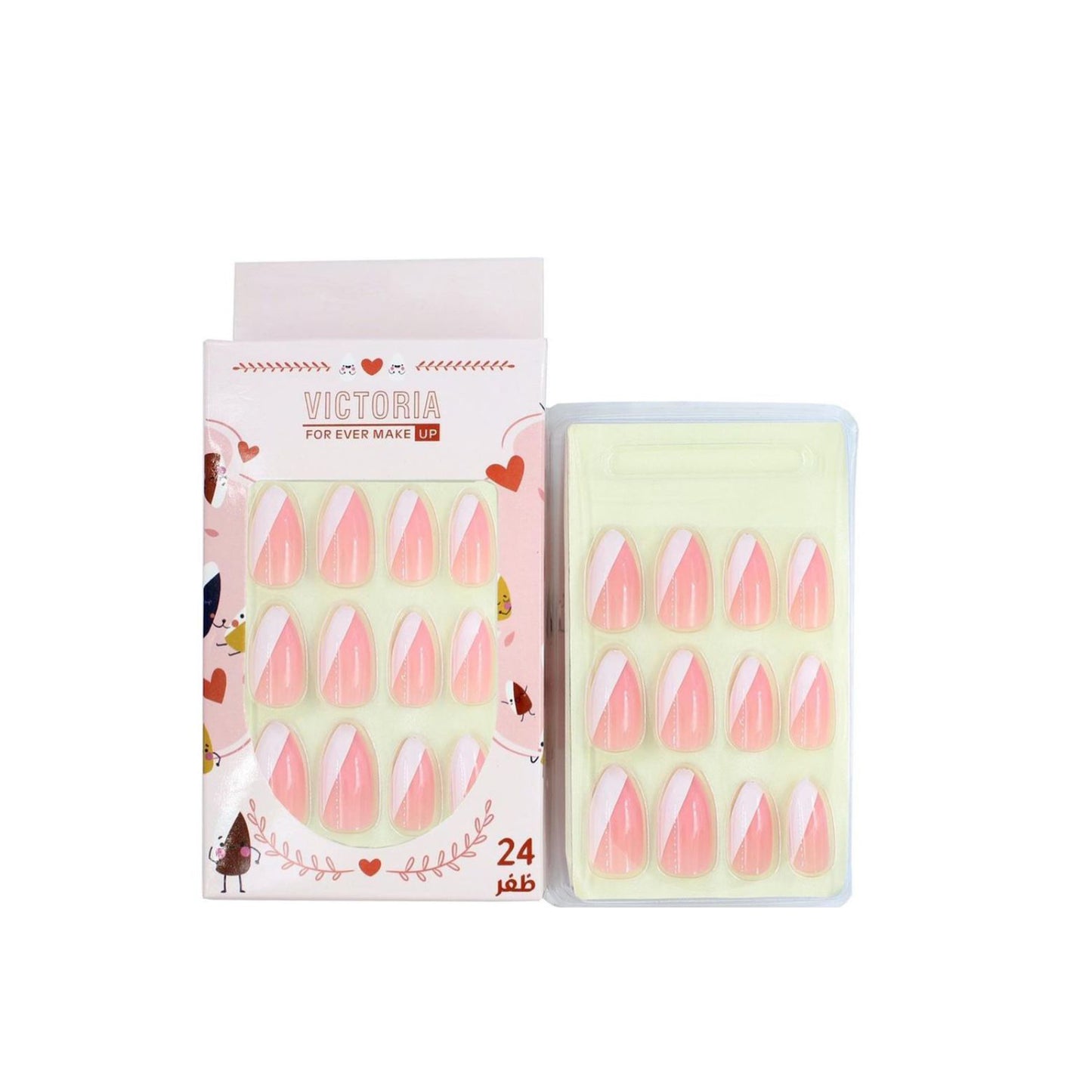 24pcs Red French Fake Nails Nude Press On Nails Long Almond False Nails Classic Acrylic Nails For Women And Girls, 1pc Nail File And 1sheet Jelly Tabs