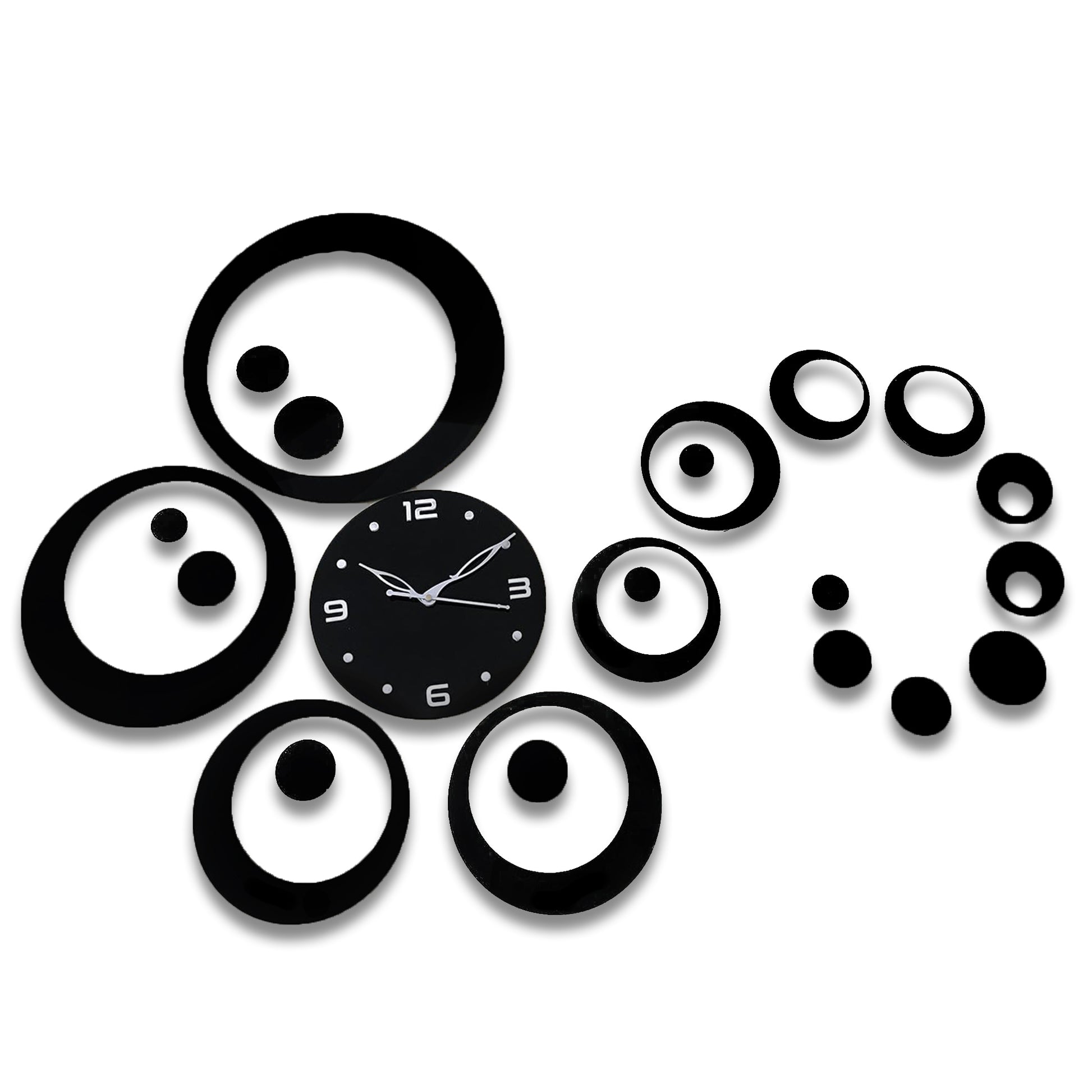 Premium Customizable Wall Clock – 22 Piece Decorative Design, No-Damage Installation, Available in Black, Gold, Silver