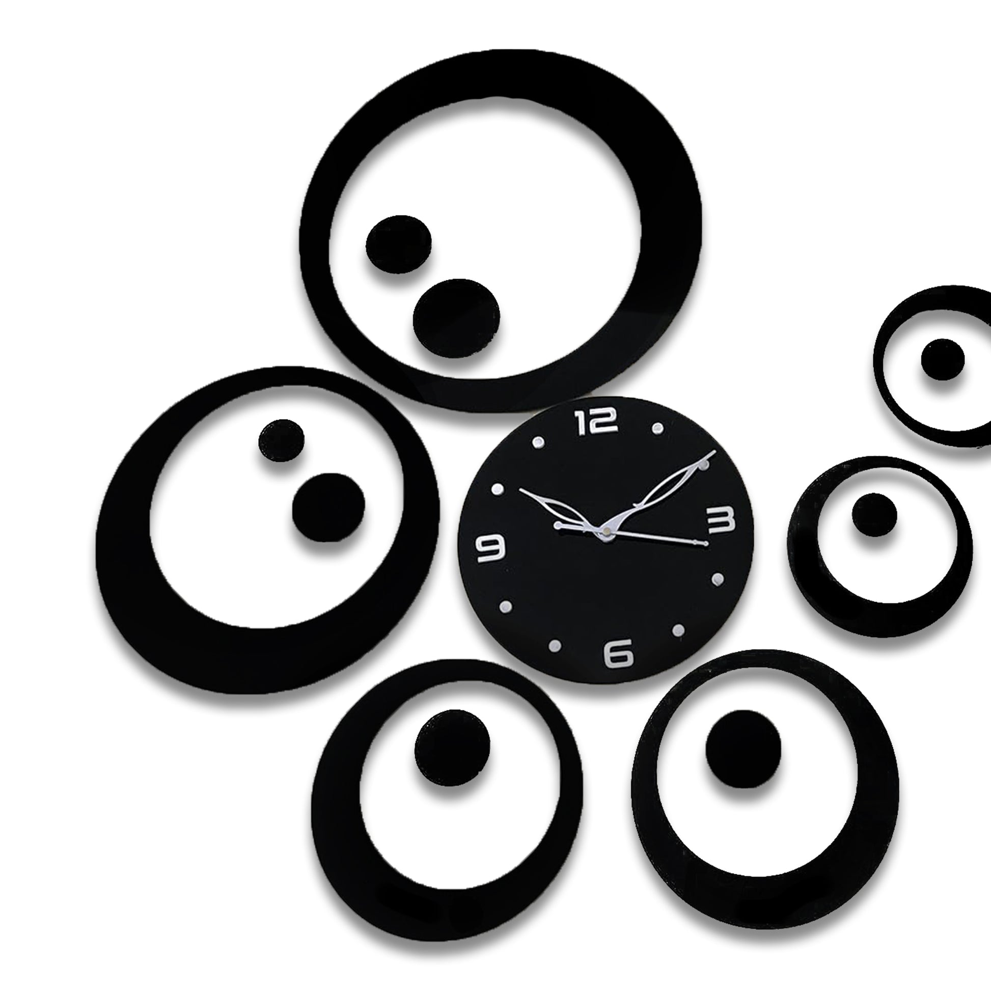 Premium Customizable Wall Clock – 22 Piece Decorative Design, No-Damage Installation, Available in Black, Gold, Silver