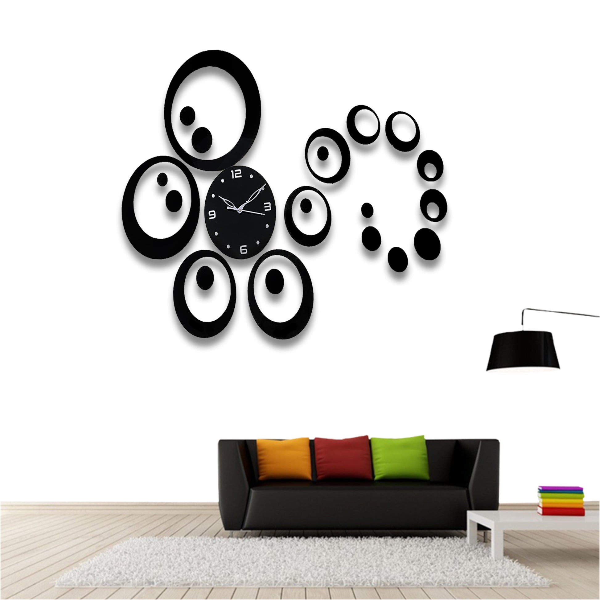 Premium Customizable Wall Clock – 22 Piece Decorative Design, No-Damage Installation, Available in Black, Gold, Silver